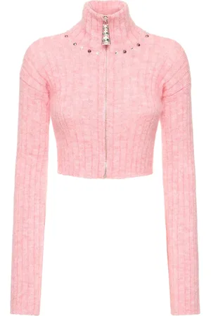 Alessandra Rich Mohair Blend Knit Crop Cardigan