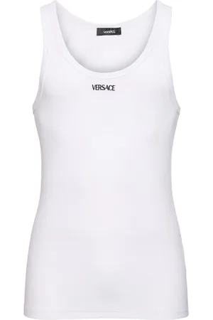 VERSACE Ribbed Cotton Blend Tank Top