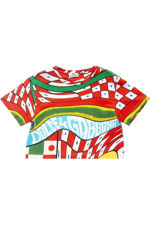 Dolce & Gabbana Carretto Print Crop Cotton T-shirt