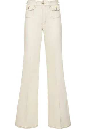 Giambattista Valli Cotton Denim High Waisted Wide Jeans