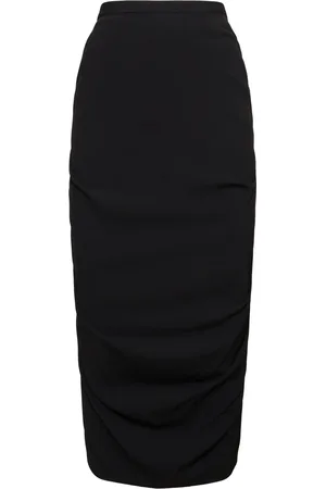 DRIES VAN NOTEN Fluid Wool Blend Draped Midi Skirt