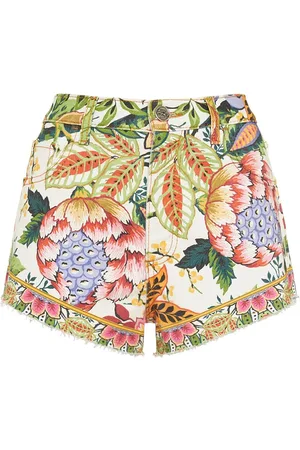 Etro Printed Cotton Denim Mid Rise Shorts