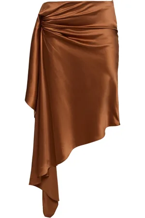 CHRISTOPHER ESBER Cusco Draped Silk Satin Midi Skirt