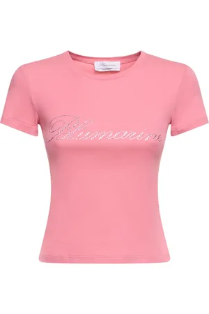 BLUMARINE Crystal Logo Cotton Jersey T-shirt