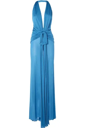 BLUMARINE Draped Viscose Long Halter Dress