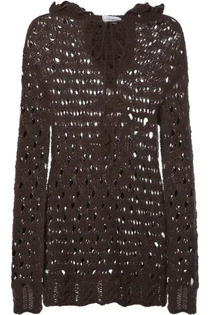 BLUMARINE Cotton Blend Open Knit Hoodie