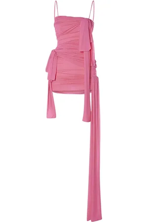 BLUMARINE Draped Tech Jersey Mini Dress W/bows