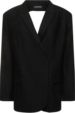 DAVID KOMA Back Circle Cutout Tailored Wool Jacket