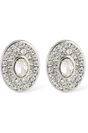 Alessandra Rich Small Oval Crystal Earrings