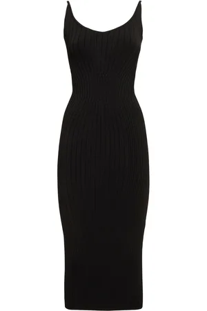 MUGLER Ribbed Knit Midi Dress