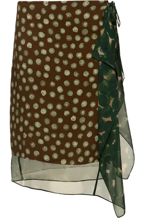 DRIES VAN NOTEN Simili Printed Satin Midi Skirt