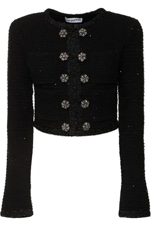 Self-Portrait Textured Cotton Blend Knit Jacket
