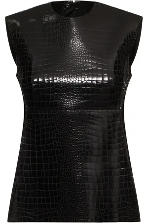 Tory Burch Croc Embossed Sleeveless Top