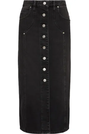 Marant Etoile Vandy Cotton Denim Buttoned Midi Skirt