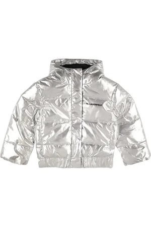 Karl Lagerfeld Hooded Metallic Puffer Jacket