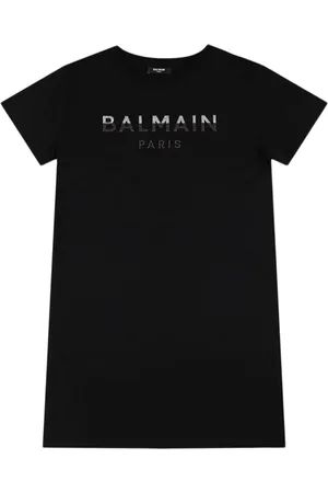 Balmain Printed Logo Cotton Jersey T-shirt Dress