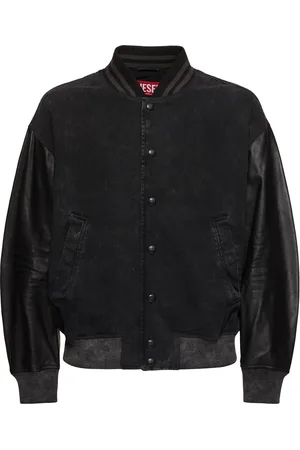 Diesel L-nyn Leather & Denim Bomber Jacket