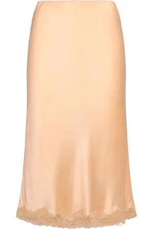 The Row Irene Silk Satin Midi Skirt W/ Lace