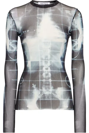 Jean Paul Gaultier Squeletor Printed Mesh Long Sleeve Top