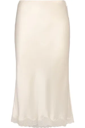 The Row Irene Silk Satin Midi Skirt W/ Lace