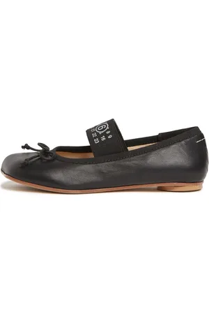Maison Margiela Logo Print Leather Ballerinas