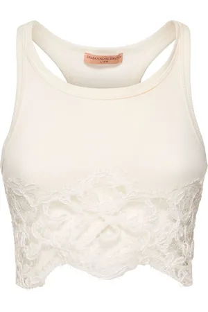 ERMANNO SCERVINO Cotton Blend Crop Top W/ Lace