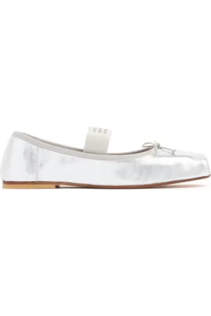 Maison Margiela Logo Print Leather Ballerinas