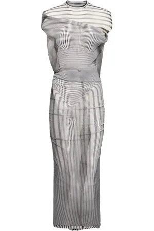 Jean Paul Gaultier Body Morphing Printed Mesh Midi Dress
