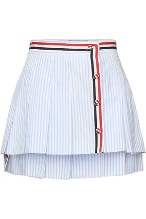 Thom Browne Pleated Cotton Poplin Mini Skirt