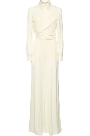 Alberta Ferretti Belted Fluid Viscose Blend Long Jumpsuit