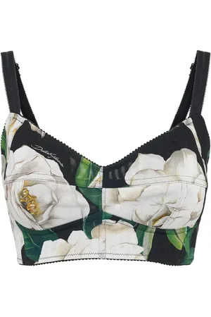 Dolce & Gabbana Gardenia Printed Marquisette Crop Top