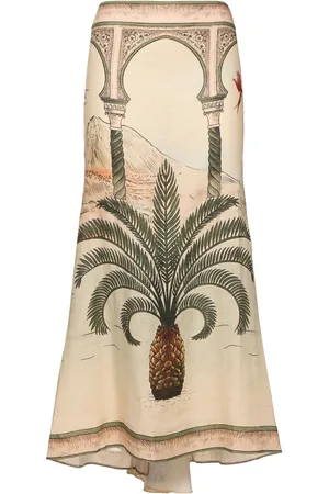 JOHANNA ORTIZ Muralla Del Sol Linen Midi Skirt