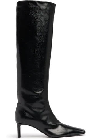 Khaite 55mm Ona Glazed Leather Knee-high Boots