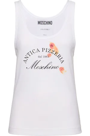 Moschino Logo Printed Rib Cotton Jersey Tank Top