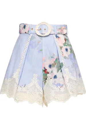 ZIMMERMANN Everley Printed Linen Tuck Shorts