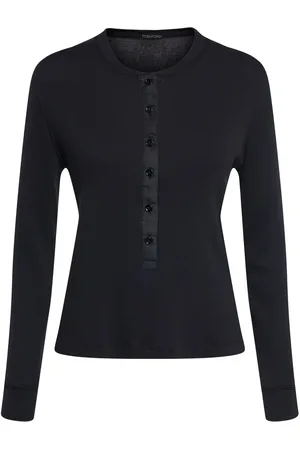Tom Ford Cotton Blend Rib Jersey Long Sleeve Top