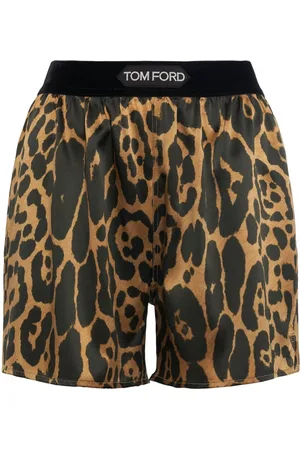 Tom Ford Leopard Print Stretch Silk Satin Shorts