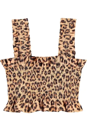 Molo Leopard Print Cotton Poplin Crop Top