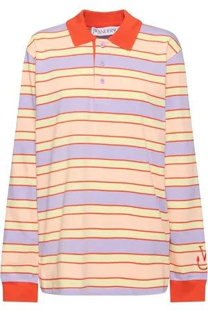 J.W.Anderson Striped Cotton Long Sleeve Polo T-shirt