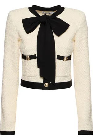 Self-Portrait Sequined Cotton Blend Bow Cardigan
