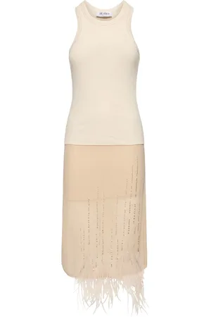 The Attico Georgette Midi Dress W/feathers