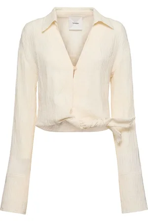 Nanushka Enola Linen Blend Seersucker Gauze Shirt