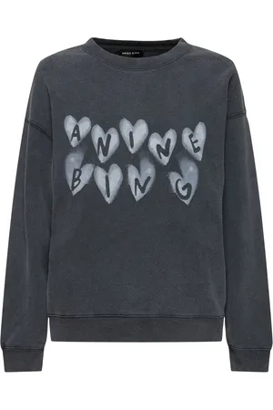 ANINE BING Spencer Hearts Logo Cotton Sweatshirt