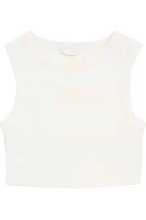 Chloé Ribbed Cotton Blend Cropped Tank Top