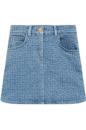 Balmain Stretch Cotton Denim Skirt