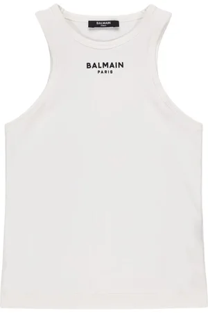 Balmain Logo Cotton Jersey Tank Top