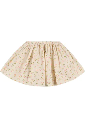BONPOINT Cherry Print Pleated Cotton Skirt