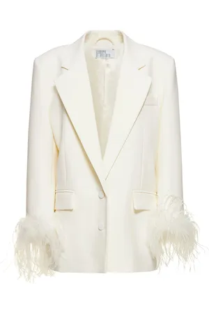 GIUSEPPE DI MORABITO Double Twisted Canvas Blazer W/ Feathers
