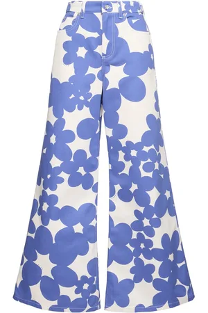 Marni Printed Gabardine Wide Jeans