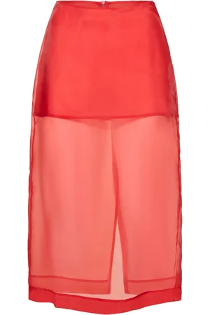 The Frankie Shop Peri Sheer Silk Blend Midi Skirt
